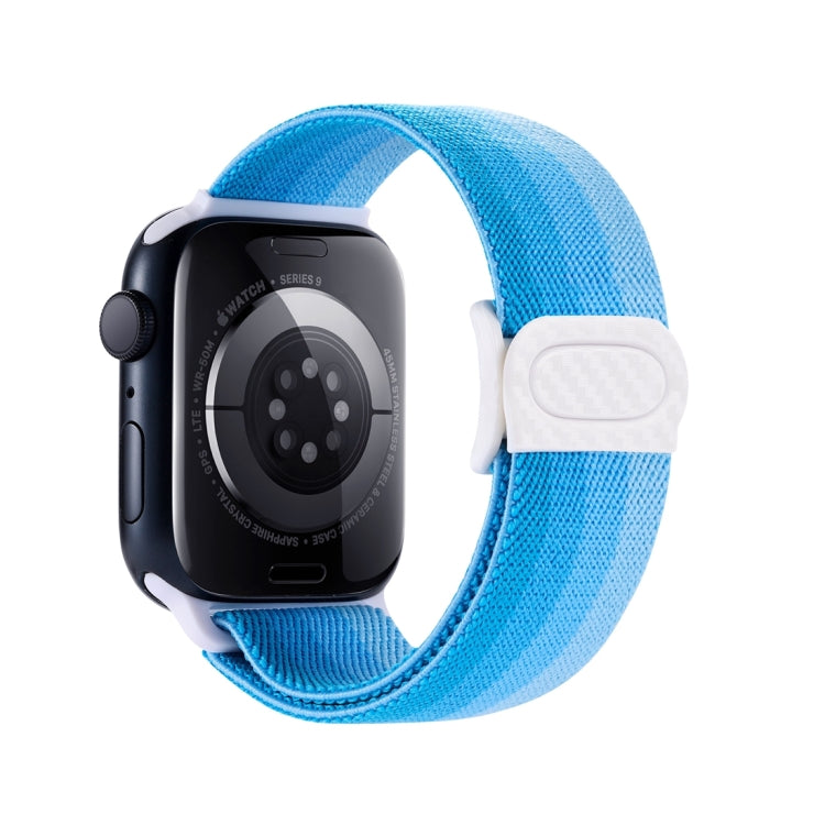 Rynx | For Apple Watch Series 9 45mm Carbon Fiber Texture Snap-Buckle Nylon Watch Strap (Gradient Blue)
