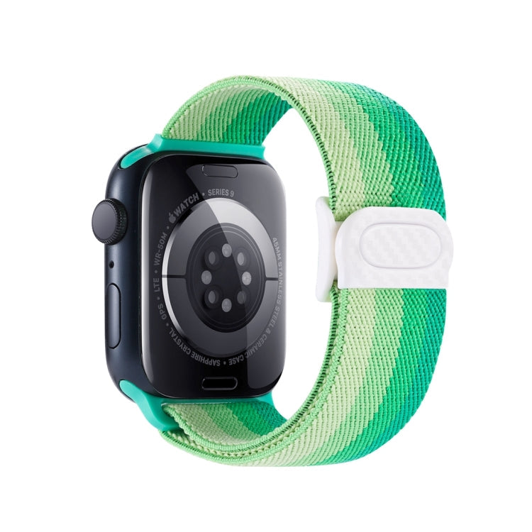 Rynx | For Apple Watch Series 9 45mm Carbon Fiber Texture Snap-Buckle Nylon Watch Strap (Gradient Green)
