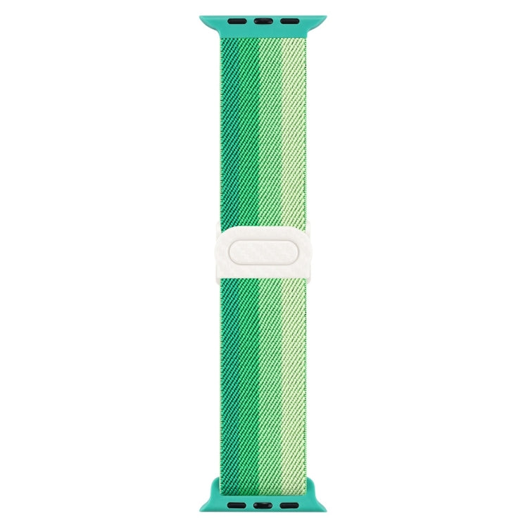 Rynx | For Apple Watch Series 9 45mm Carbon Fiber Texture Snap-Buckle Nylon Watch Strap (Gradient Green)