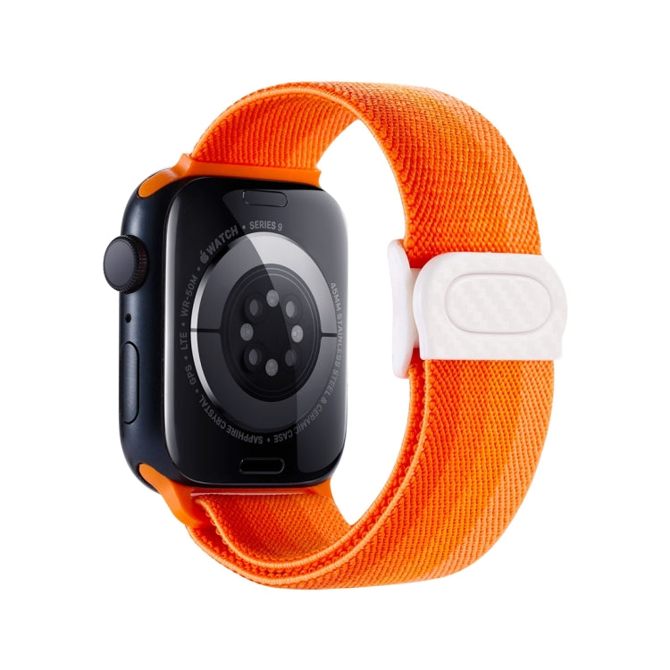 Rynx | For Apple Watch Series 9 41mm Carbon Fiber Texture Snap Buckle Nylon Watch Band (Gradient Orange)