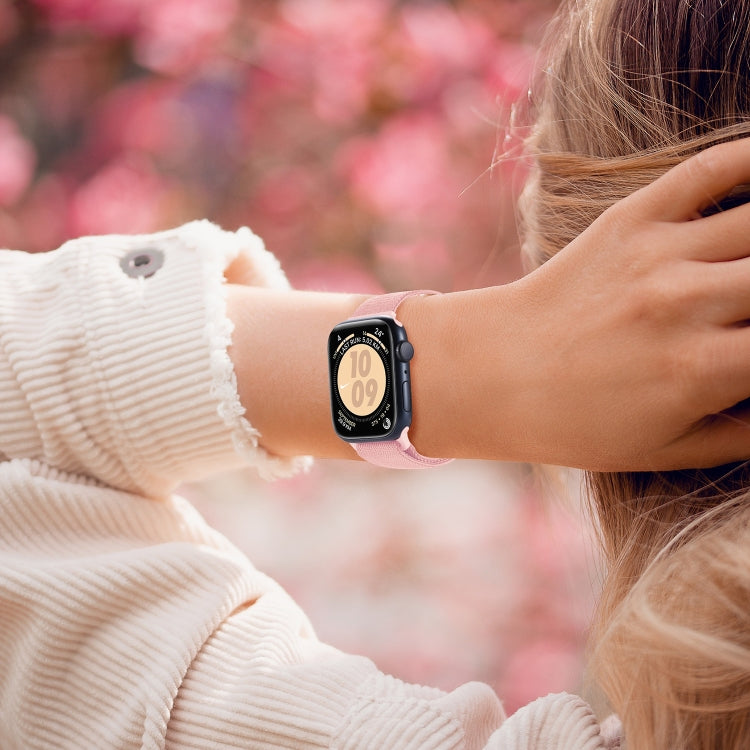 Rynx | For Apple Watch Series 9 45mm Carbon Fiber Texture Snap Closure Nylon Watch Band (Gradient Pink)