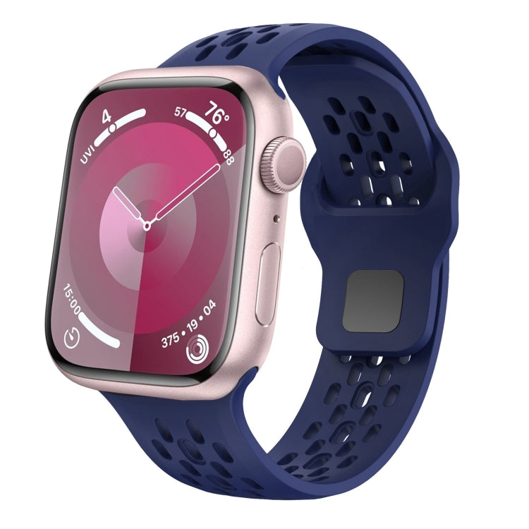 Rynx | For Apple Watch Series 9 45mm oval holes fluororubber watch band (Midnight blue)