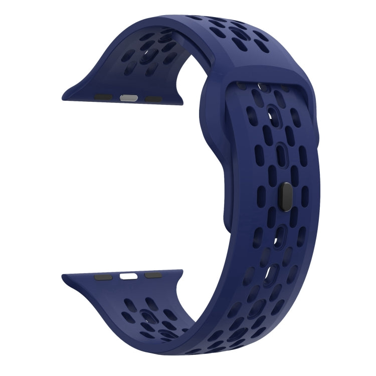 Rynx | For Apple Watch Series 9 45mm oval holes fluororubber watch band (Midnight blue)
