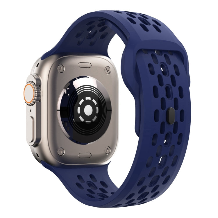Rynx | For Apple Watch Series 9 45mm oval holes fluororubber watch band (Midnight blue)