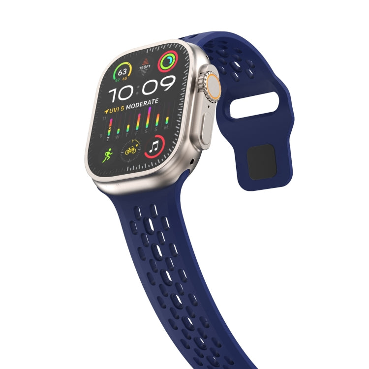 Rynx | For Apple Watch Series 9 45mm oval holes fluororubber watch band (Midnight blue)