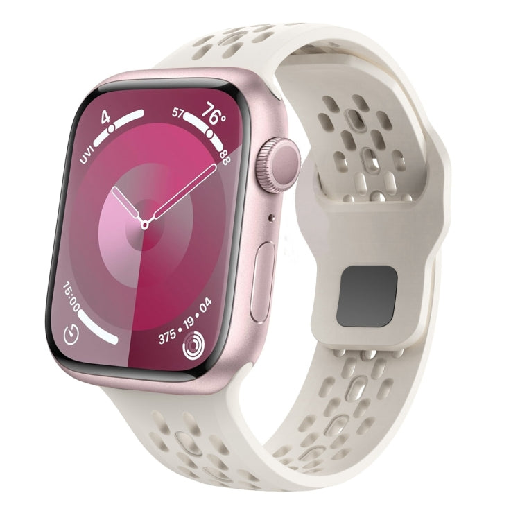 Rynx | For Apple Watch Series 9 45mm Oval Holes Fluororubber Strap (Starlight)