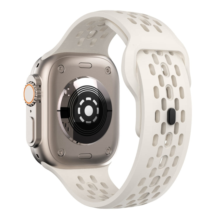 Rynx | For Apple Watch Series 9 45mm Oval Holes Fluororubber Strap (Starlight)
