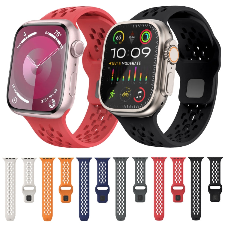 Rynx | For Apple Watch Series 9 45mm oval holes fluororubber watch band (Midnight blue)