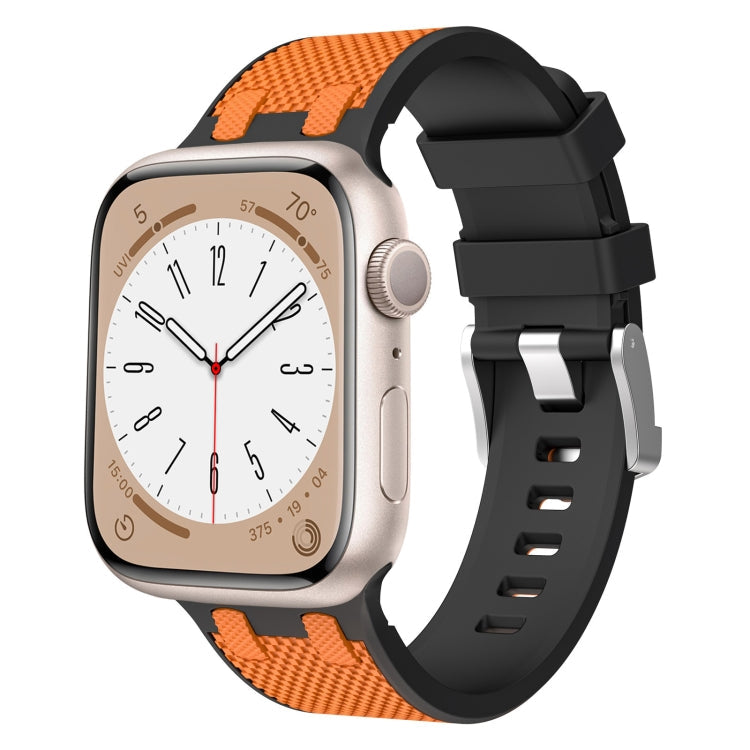 Rynx | For Apple Watch SE 2022 44mm Oak Silicone Watch Strap (Black Orange)