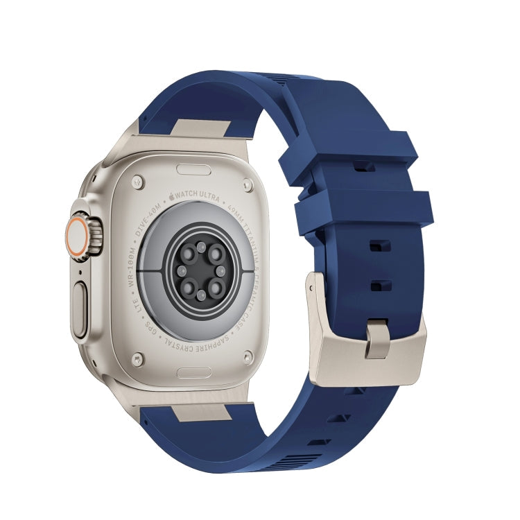 Rynx | For Apple Watch Series 9 45mm Loners Liquid Silicone Watch Strap (Titanium Midnight Blue)
