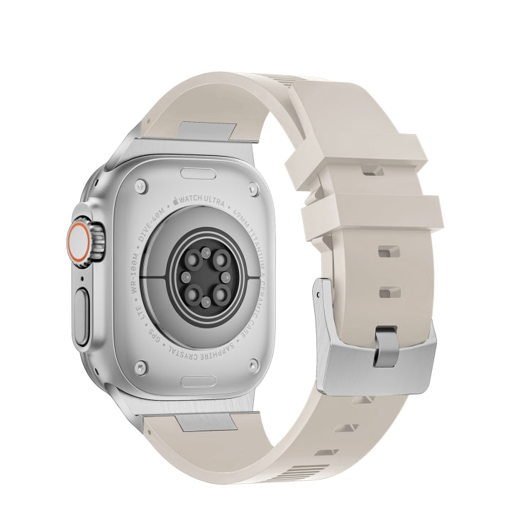Rynx | For Apple Watch Series 9 45mm Loners Liquid Silicone Watch Band (Silver Starlight)