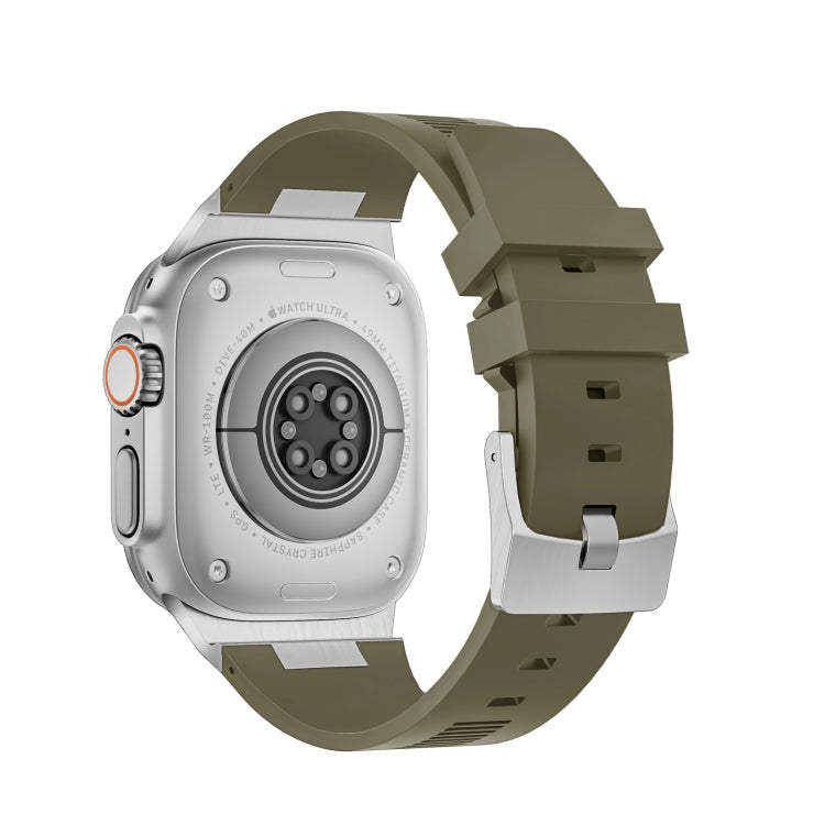 Rynx | For Apple Watch Series 3 42mm Loners Liquid Silicone Watch Strap (Silver Green)