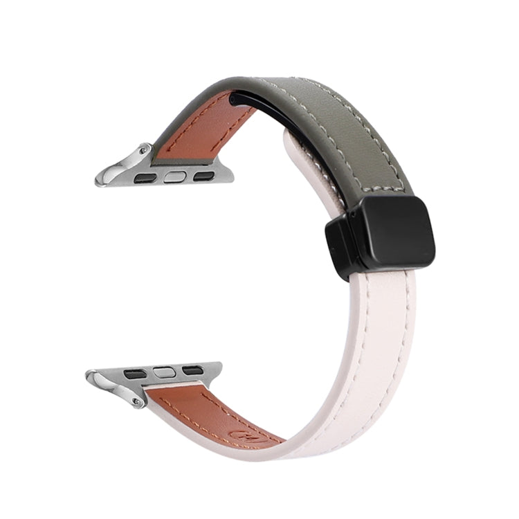 Rynx | For the Apple Watch Series 8 45mm Slim Magnetic Closure Genuine Leather Band (Solid Beige Green)
