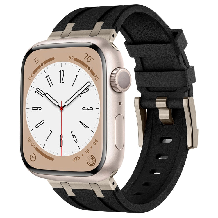 Rynx | For Apple Watch Series 4 44mm Stone Pattern Liquid Silicone Watch Band (Titanium Black)