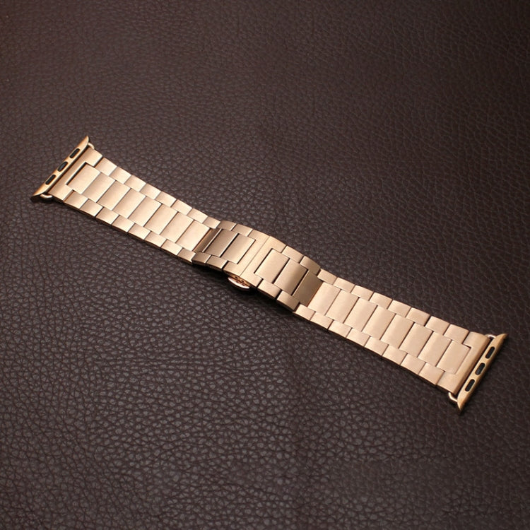 Rynx | For Apple Watch Series 7 45mm Three-Pearl Butterfly Clasp Metal Watch Band (Rose Gold)