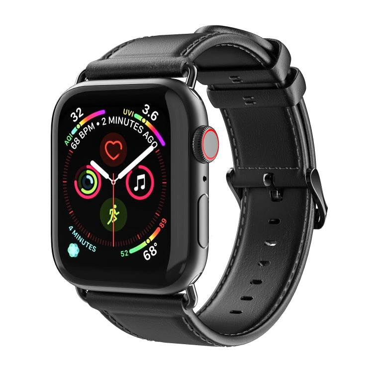 Rynx | For Apple Watch Series 7 45mm DUX DUCIS Business Genuine Leather Watch Band (Black)