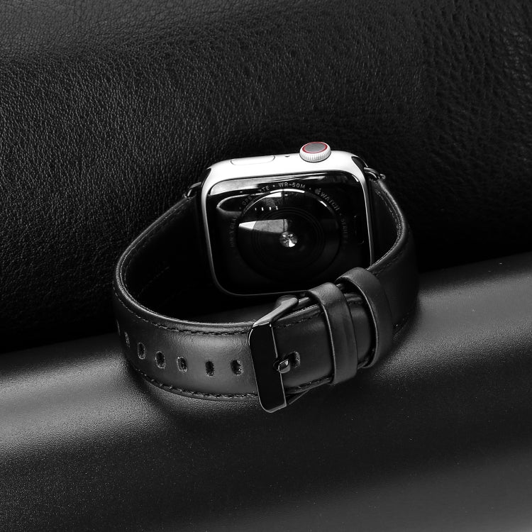 Rynx | For Apple Watch Series 7 45mm DUX DUCIS Business Genuine Leather Watch Band (Black)