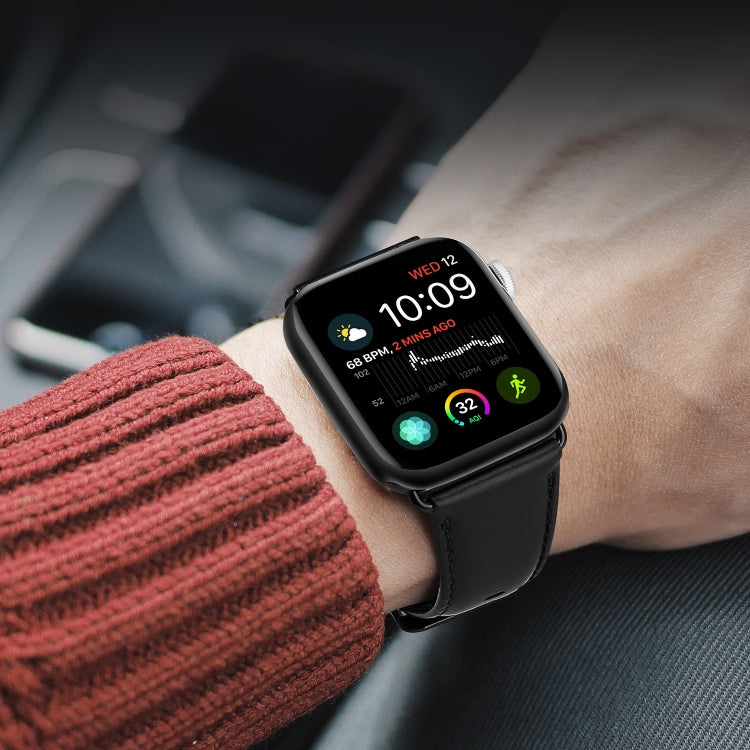 Rynx | For Apple Watch Series 7 45mm DUX DUCIS Business Genuine Leather Watch Band (Black)