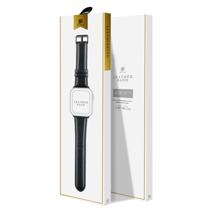 Rynx | For Apple Watch Series 7 45mm DUX DUCIS Business Genuine Leather Watch Band (Black)