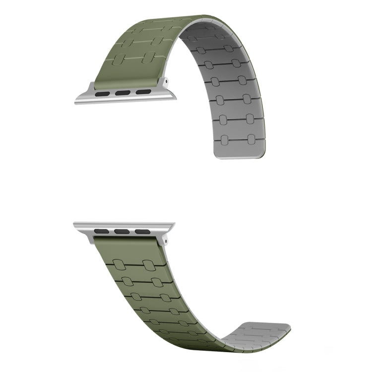 Rynx | For Apple Watch Series 4 44mm Two-Color Loop Magnetic Silicone Watch Strap (Green+Gray)