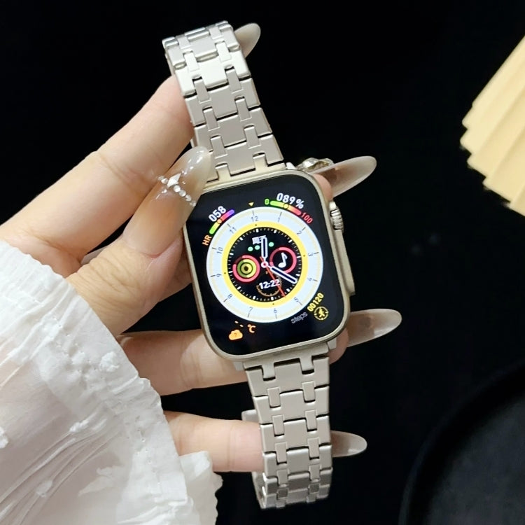 Rynx | For Apple Watch Series 9 45mm Double-T Stainless Steel Bracelet (Starlight)