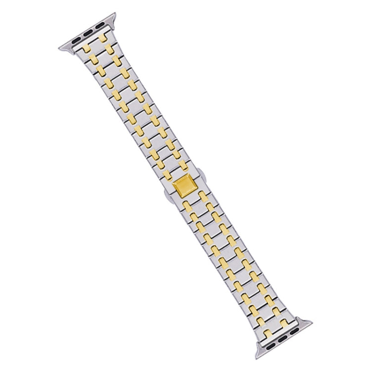 Rynx | For Apple Watch Series 9 45mm Double T Stainless Steel Band (Silver Gold)