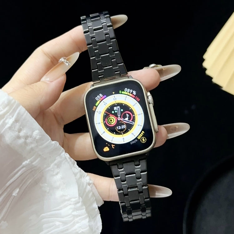 Rynx | For Apple Watch Series 7 45mm Double T Stainless Steel Bracelet (Black)