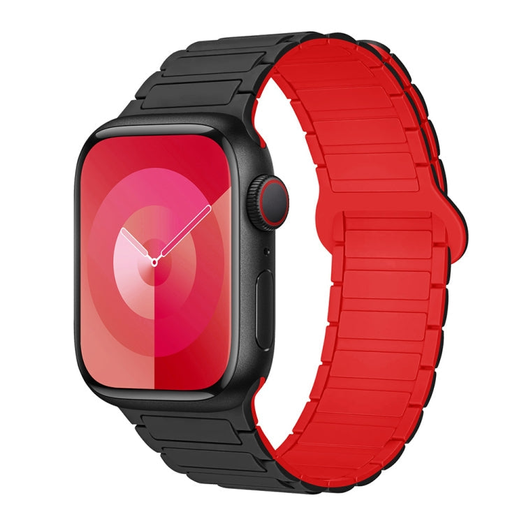 Rynx | For Apple Watch Series 8 45mm I-shaped magnetic silicone watch band (Black Red)