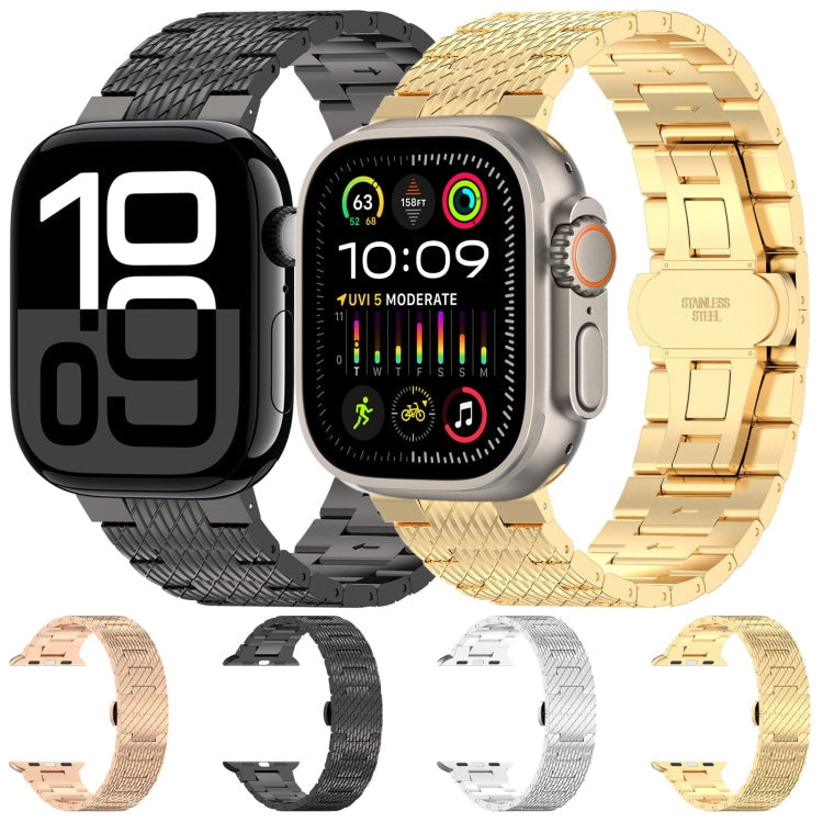 Rynx | For Apple Watch Series 4 44mm Twill Stainless Steel Band (Gold)