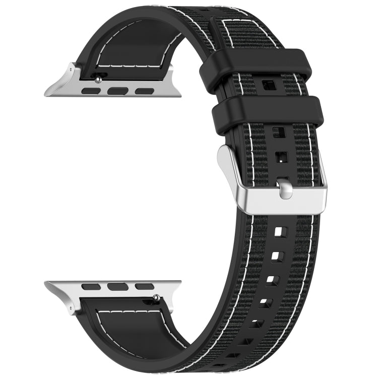 Rynx | For Apple Watch Series 9 41mm Regular Buckle Hybrid Nylon Braided Silicone Strap (Black)