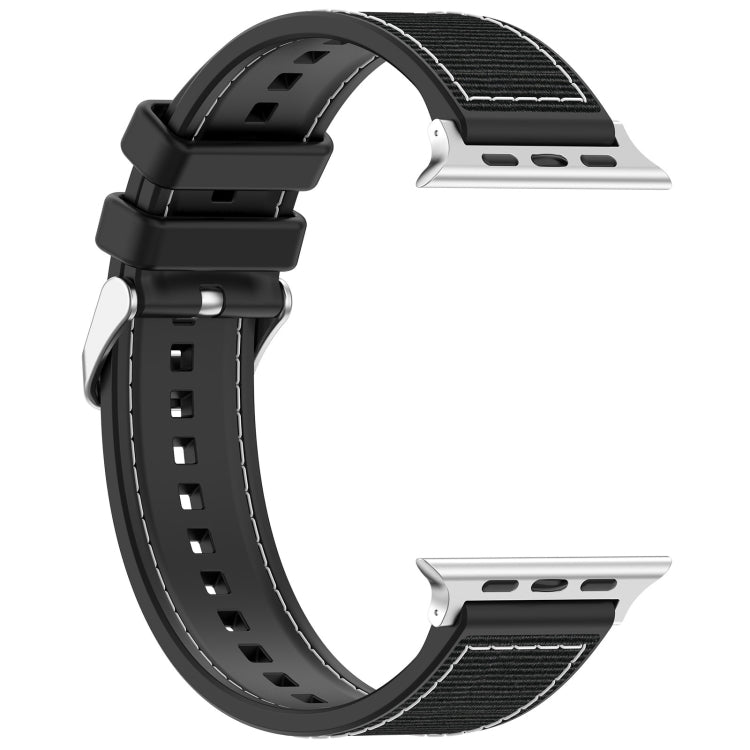 Rynx | For Apple Watch Series 9 41mm Regular Buckle Hybrid Nylon Braided Silicone Strap (Black)