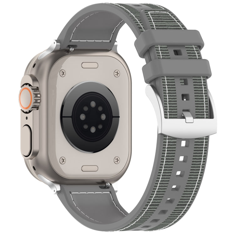 Rynx | For Apple Watch Series 7 45mm Official Buckle Hybrid Nylon Braided Silicone Watch Band (Gray)