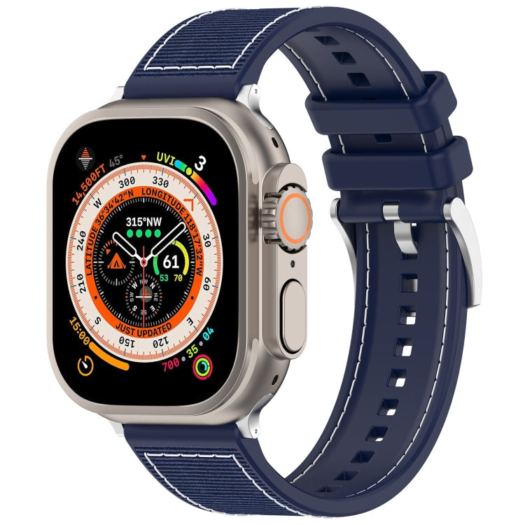 Rynx | For Apple Watch Series 4 40mm Official Buckle Hybrid Nylon Braided Silicone Strap (Midnight Blue)