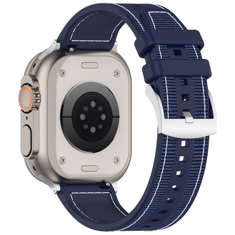 Rynx | For Apple Watch Series 4 40mm Official Buckle Hybrid Nylon Braided Silicone Strap (Midnight Blue)