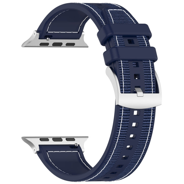 Rynx | For Apple Watch Series 4 40mm Official Buckle Hybrid Nylon Braided Silicone Strap (Midnight Blue)