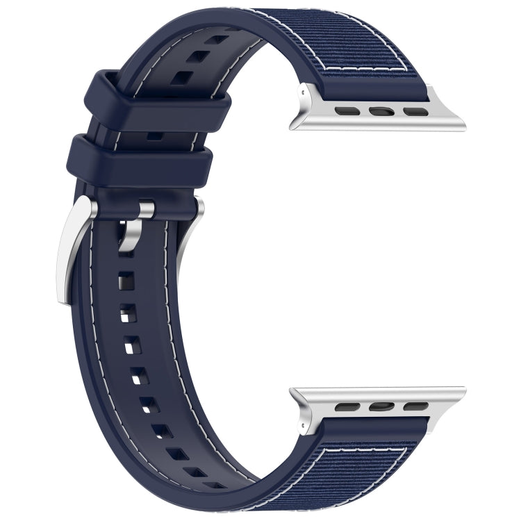Rynx | For Apple Watch Series 4 40mm Official Buckle Hybrid Nylon Braided Silicone Strap (Midnight Blue)