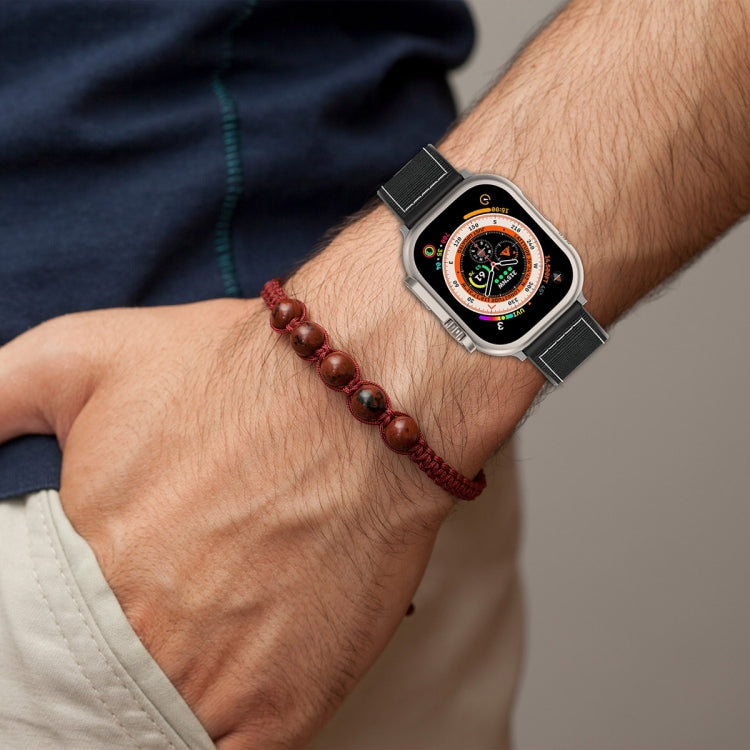 Rynx | For Apple Watch Series 4 40mm Official Buckle Hybrid Nylon Braided Silicone Strap (Midnight Blue)