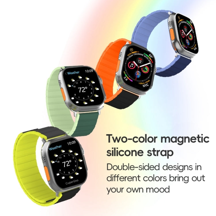 Rynx | For Apple Watch Series 6 44mm ZGA Two-Color Magnetic Silicone Watch Band (Black+Orange)