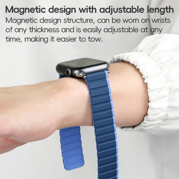 Rynx | For Apple Watch Series 6 44mm ZGA Two-Color Magnetic Silicone Watch Band (Black+Orange)