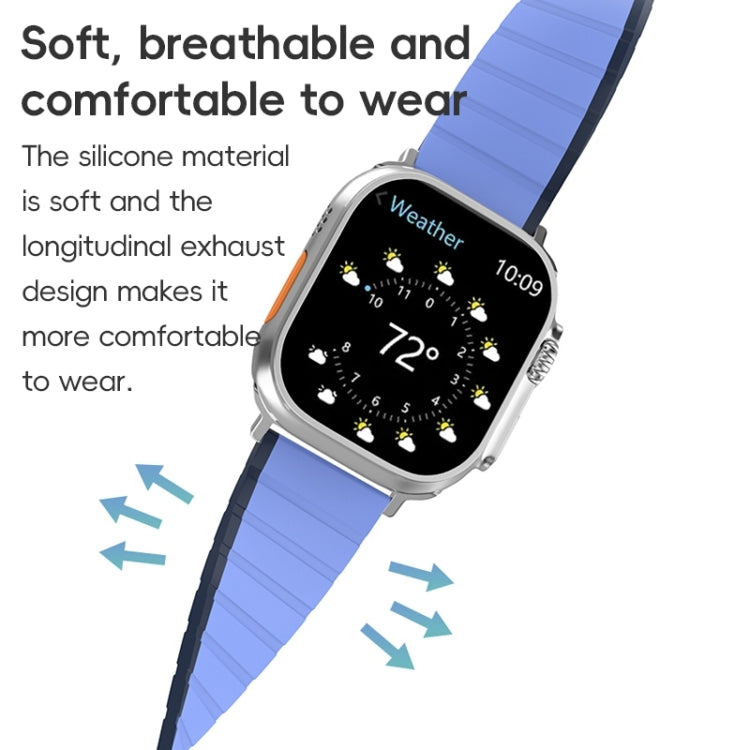 Rynx | For Apple Watch Series 6 44mm ZGA Two-Color Magnetic Silicone Watch Band (Black+Orange)