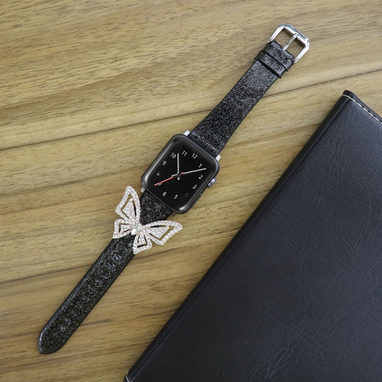 Rynx | For Apple Watch 5 & 4 44mm / 3 & 2 & 1 42mm Bow Glitter Diamond Watch Band (Black)