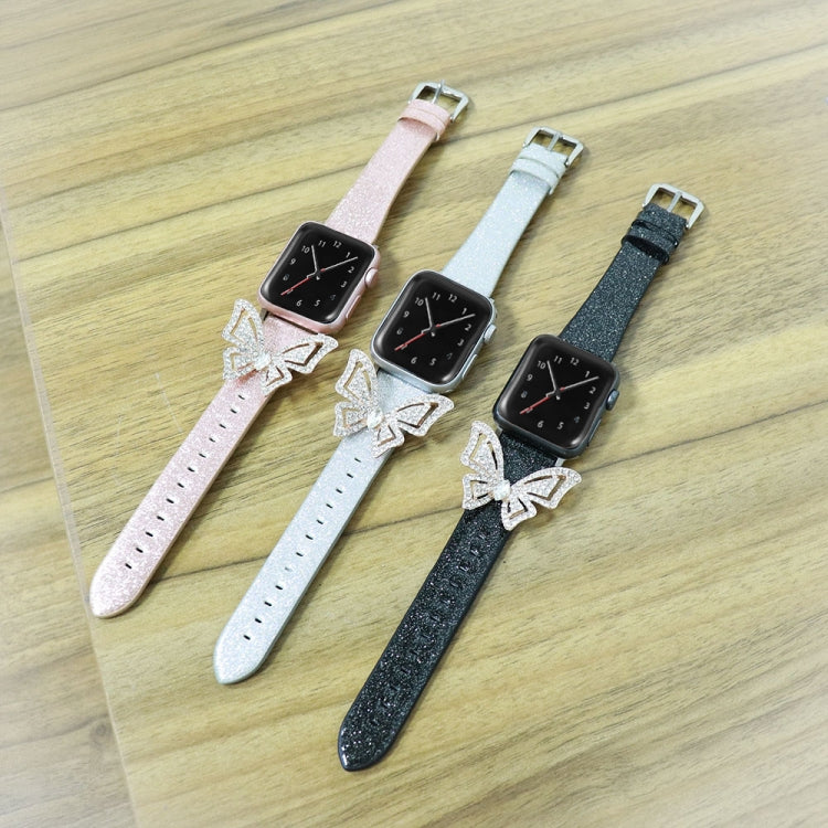 Rynx | For Apple Watch 5 & 4 44mm / 3 & 2 & 1 42mm Bow Glitter Diamond Watch Band (Black)