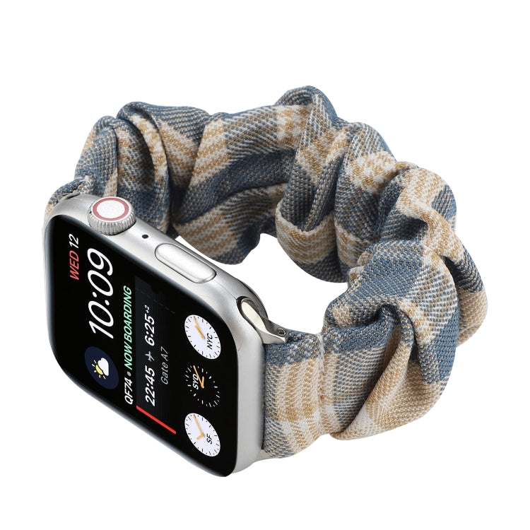 Rynx | For Apple Watch Series 7 41mm / 6 & SE & 5 & 4 40mm / 3 & 2 & 1 38mm JK Uniform Style Fabric + Stainless Steel Band (Khaki + Dark Blue) (Khaki + Dark Blue)