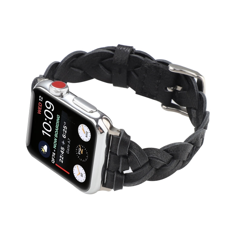 Rynx | For Apple Watch Ultra 49mm&Watch Ultra 2 49mm / Series 9&8&7 45mm / SE 3&SE 2&6&SE&5&4 44mm / 3&2&1 42mm Leather Braided Single Loop Watch Band (Black)
