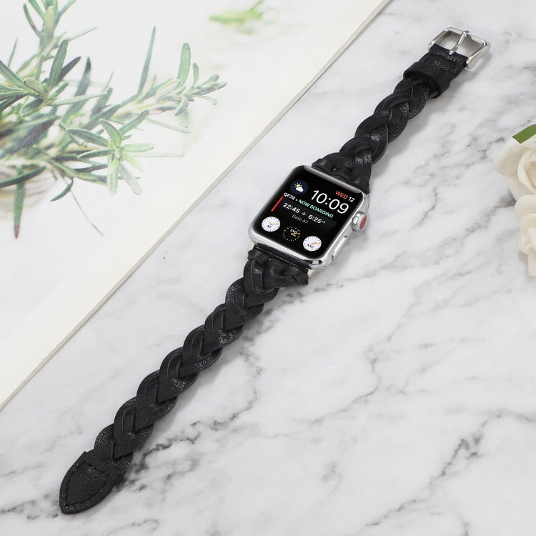 Rynx | For Apple Watch Ultra 49mm&Watch Ultra 2 49mm / Series 9&8&7 45mm / SE 3&SE 2&6&SE&5&4 44mm / 3&2&1 42mm Leather Braided Single Loop Watch Band (Black)