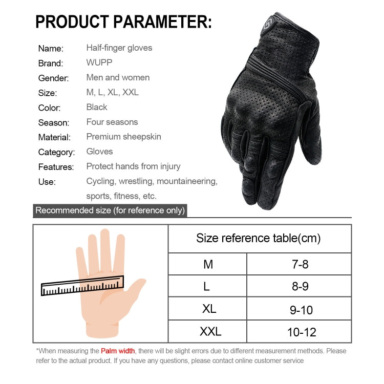 Rynx | WUPP CS-1049A Outdoor Motorcycle Cycling Breathable Leather Full Finger Gloves with Holes, Size:XXL(Black)
