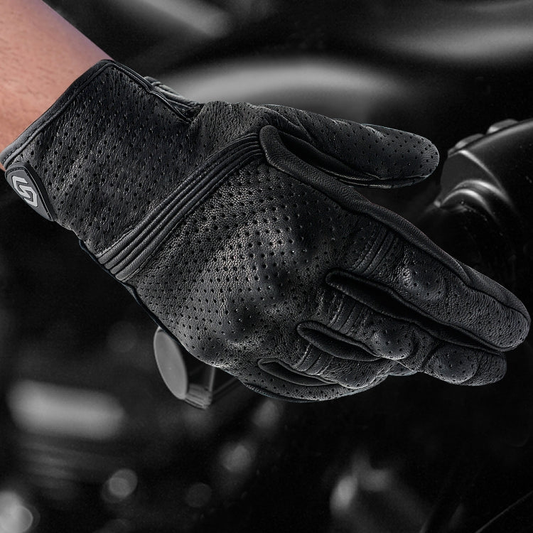 Rynx | WUPP CS-1049A Outdoor Motorcycle Cycling Breathable Leather Full Finger Gloves with Holes, Size:XXL(Black)