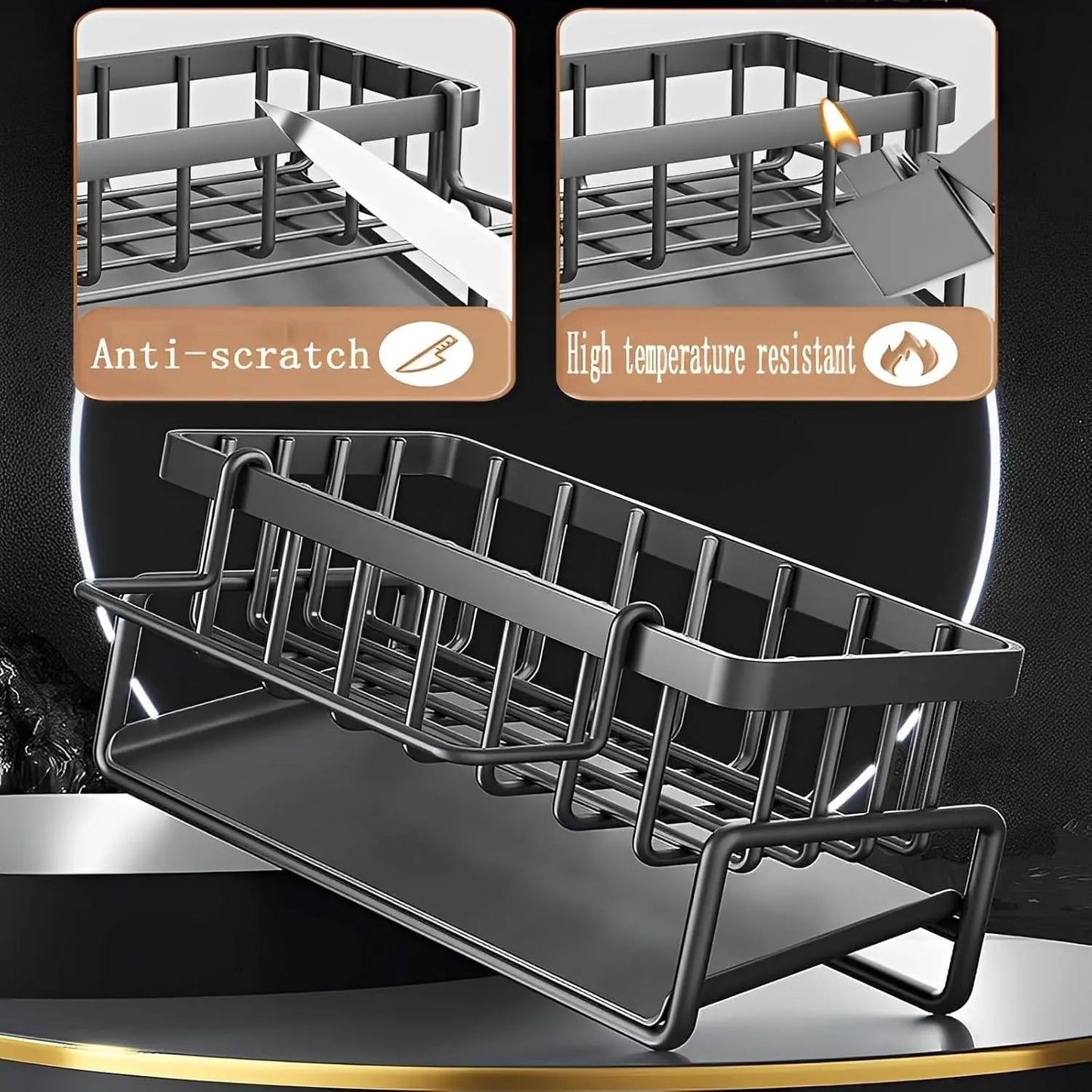 Rynx | Stainless Steel Sink Organizer – With Towel Holder & Drain for Clean Order