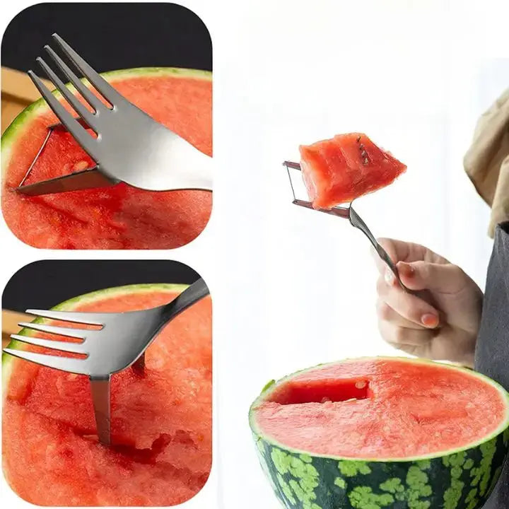 Rynx | Stainless Steel Watermelon Cube Cutter & Serving Fork