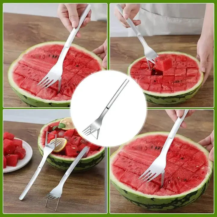 Rynx | Stainless Steel Watermelon Cube Cutter & Serving Fork